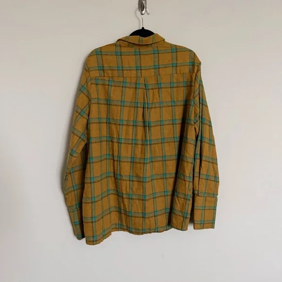 PrettyLittleThing Mustard Plaid Button Up Shirt One Size - Picture 7 of 9